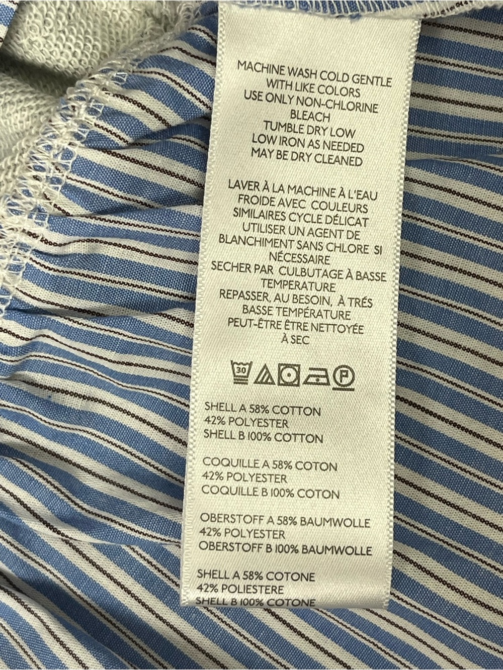 NWT Anthropologie Maeve Mixed Media Button Sleeve Sweatshirt XL Grey Stripe - Picture 2 of 6